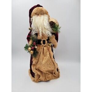 Large Santa figure or tree topper 21" Old world style gold & dark red